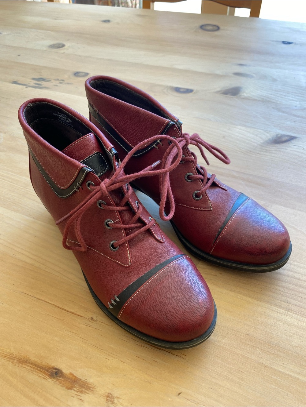 Classic Red Lace-Up Ankle Boots for Women